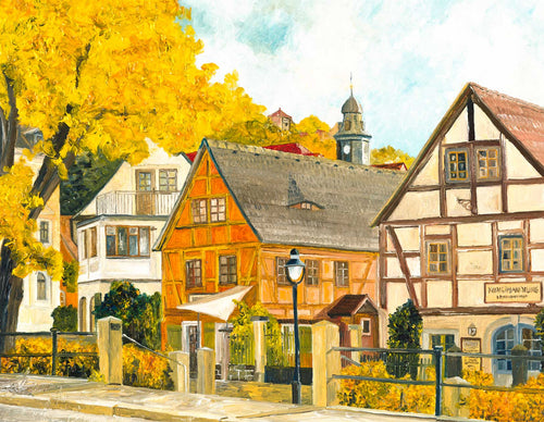 unser Ladengschäft in Dresden Loschwitz, gemalt von Rainer Haase